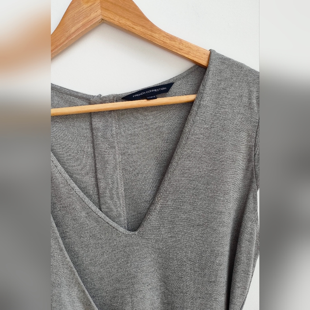 French Connection Grey Wrap Sleeveless Shift Dress Size 14 - Picture 6 of 7